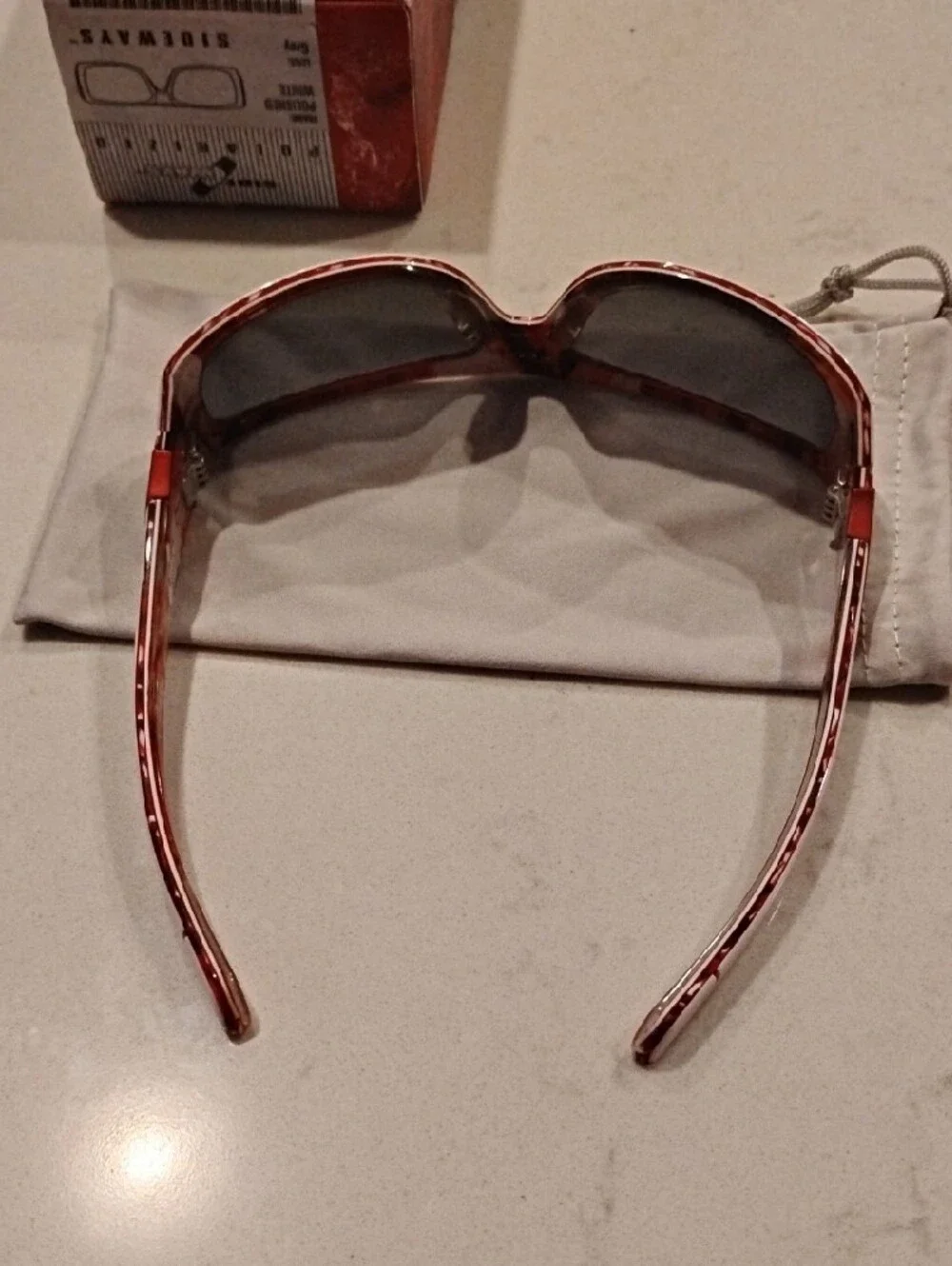 Oakley Side-Ways White and Red Sport Sunglasses with Dark Polarized Lenses